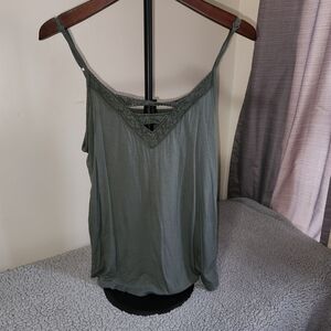 Women's Green Lace Trim Top